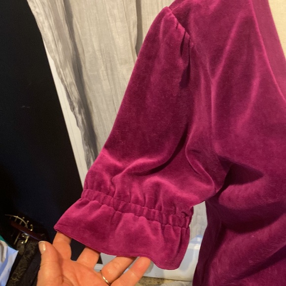 Vintage 1990s Fuscia Velvet Top from Express - Picture 3 of 7